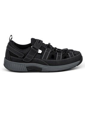 Orthofeet Clearwater Men's Fisherman Sandals Black - Extra Wide